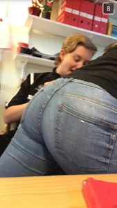 Ass Closeup in Tight Jeans in a Classroom