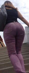 Black babe with a nice ass in tight jeans and vpl