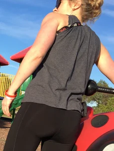 Milf in see through leggings at the playground with vtl