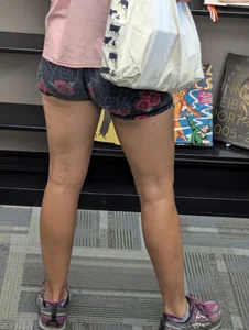 Nice bubble in tight shorts at library