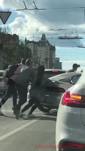 Girl in a Very Short Dress Flashing Her Booty While Trying to Jump-Start Her Car Candid Video