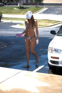 Various sexy girls at car washes in bikinis