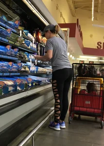 Big booty milf grocery shopping in unique sexy leggings