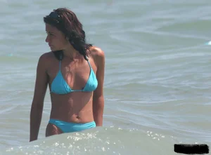 A bunch of sexy beach voyeur babes in bikinis, thongs and topless