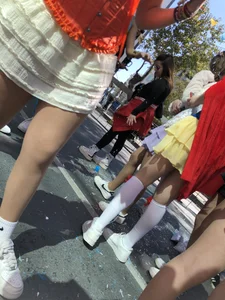 Carnival girls wearing pantyhose, spandex shorts, stockings, skirts and other outfits