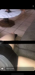 Girl in Mini Shorts Sitting With Spreaf Legs on a Couch - Snapchat Sexy Cameltoe Selfie