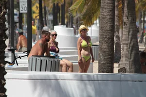 Big collection of various sexy girls on a beach in bikinis