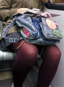 Skinny Legs Closeup in a Subway Train Candid