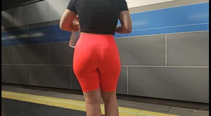 Bubble butt in spandex shorts