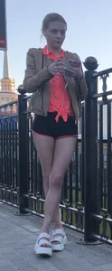 Skinny Girl with Hot Legs in Mini Shorts Train Candid Closeups
