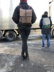 Nice Candid Booty in Tight Black Jeans on the Crosswalk - Winter Street Creepshot