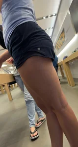 Cute blonde in lulu lemon shorts - amazing legs
