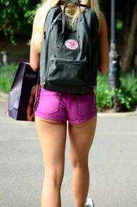 Tight pink shorts & cheek meat