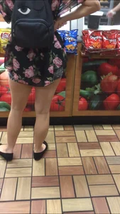 Mature Candid Milf in a Short Dress and Flats at a Supermarket