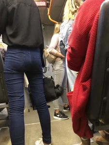 Skinny Girl in Tight Jeans Tram Creepshots