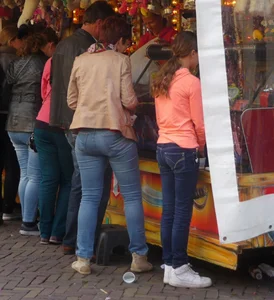 New milfs on street markets wearing tight blue jeans!