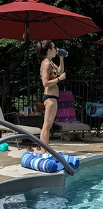 Swimsuit girls chilling by the pool creepshots