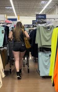 Thick White girl in shorts