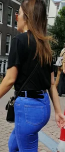 Girl in tight jeans with nice tight looking ass