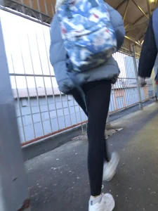 Skinny Girl in Tights Winter Legs Candid Closeups
