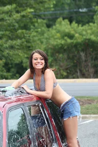 Various sexy girls at car washes in bikinis