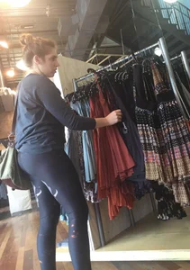 Cute Chubby Girl in Tights Store Candid Photos