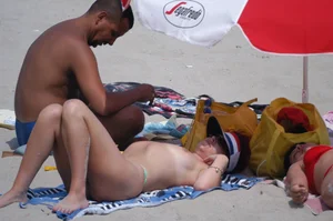 Verna topless beach girls out in the sun