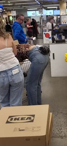 Ikea Trip 3 hot girls in tight jeans Nerdy leopard bendover faceshot smile at camera (Megapost)