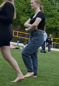 Busty redhead (long distance shots)