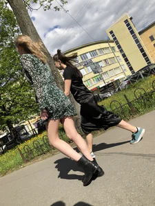 Hot Girl with Long Legs in a Dress Street Candid