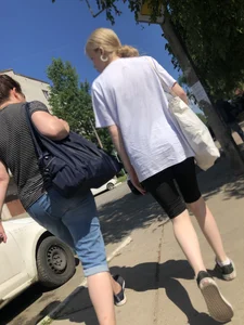 Cute skinny canidd teen in short leggings