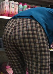 Nice big round booty in tight patterned leggings