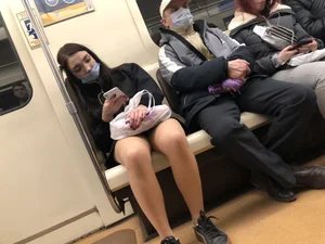 Hot Girl in Pantyhose And a Skirt Creepshots Gallery in a Subway Train and on an Escalator
