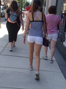 Philly girl with a nice ass in white shorts with vpl