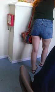 Chunky Candid Ass in Denim Shorts And Chubby Legs