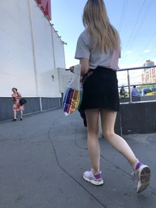 Cute Girl with Hot Legs in a Skirt Street Candid Gallery