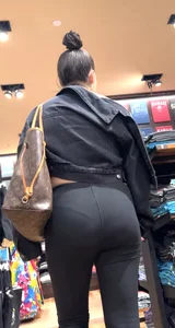 Thick booty in yoga pants at gift shop