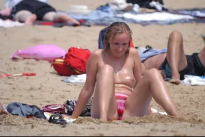 Girls on a nude beach in Bibione, Italy