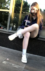 Cute girl with sexy pale legs