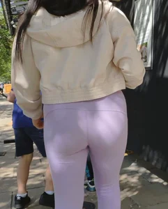 Cute teen in lilac leggings