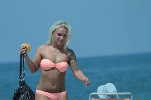Sexy Florida beach bikini girls, some topless