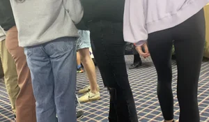 Skinny teens in the arcade