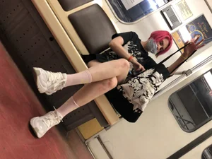 Cute Candid Teen With Red Hair in a Skirt Subway Creepshots Gallery