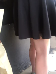 Skinny Teen Legs in a Skirt Bus Closeup Creepshot