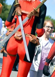 Sexy girl dressed as Deadpool with a nice ass