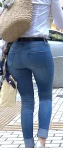 Girl with a big ass in tight jeans