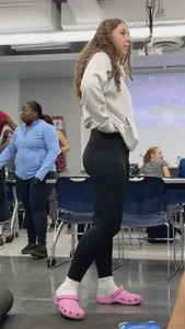 Curly Haired College Girl Loves To Only Wear Leggings Everyday