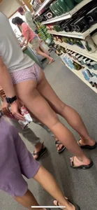 A Nice Candid Girl in Pink Mini Shorts And Slippers at the Store, Awesome Legs