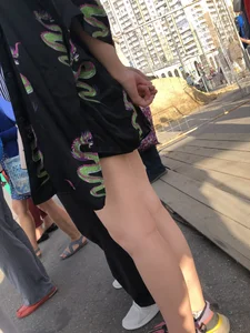 Cute blonde candid teen crossing the street