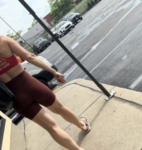 Fit / Jiggly Blonde in tight spandex shorts ( OC , VPL )